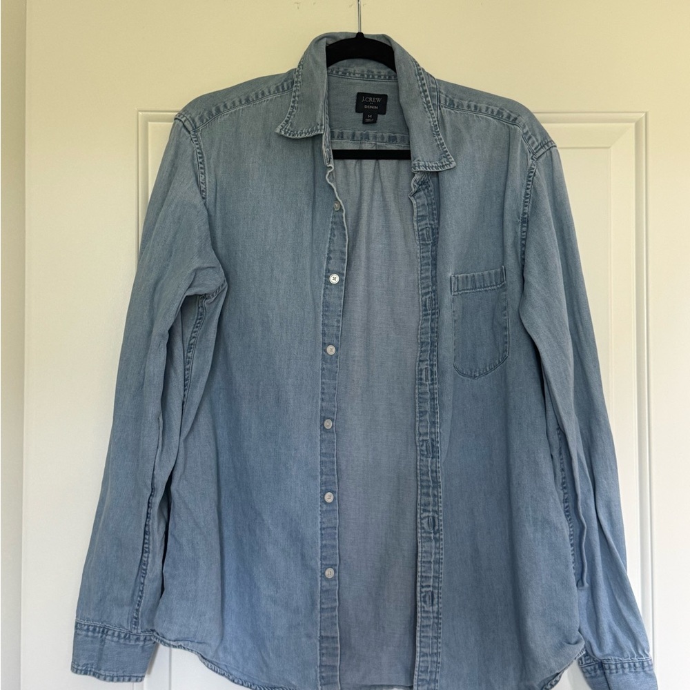 J. Crew Washed Light Blue Denim Button-Front Shirt